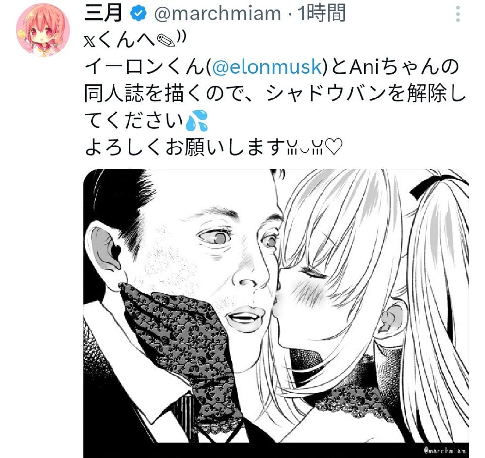 <雛子的筆記>作者求解BAN提同人二創Ani色誘馬斯克