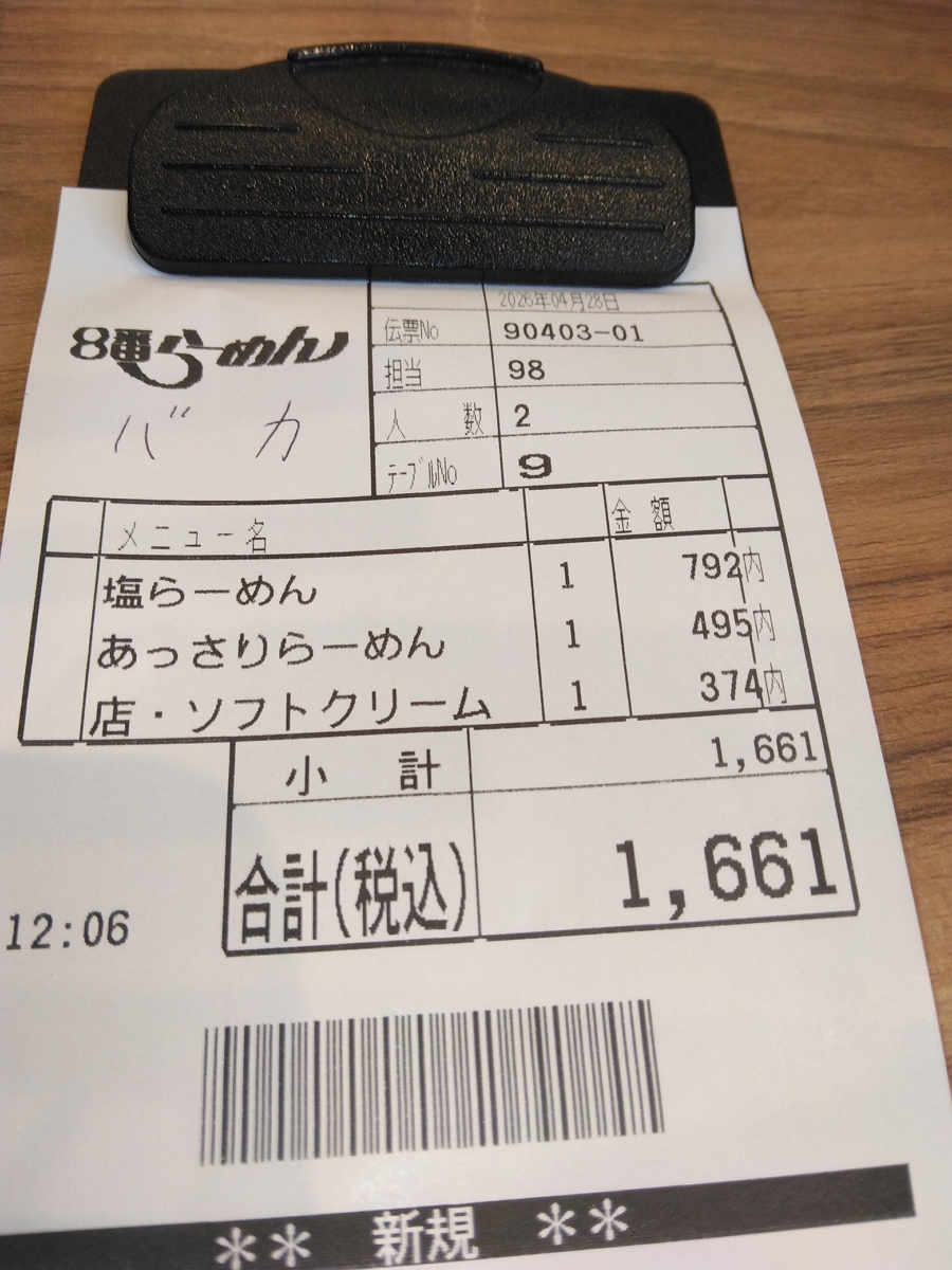 帳單標註「蠢蛋」公然罵人 8番拉麵縮寫用語引抱怨